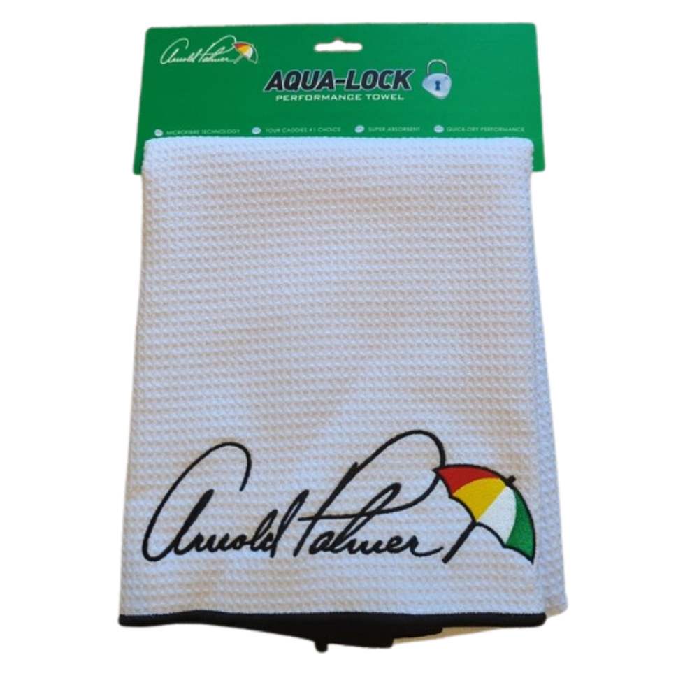 Arnold Palmer Embroider Umbrella Caddy Golf Towel Aqua Lock