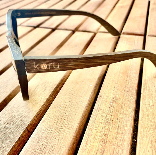 Koru Eco Brand | Bamboo Polarized Raglan Sunglasses with Case: Amber