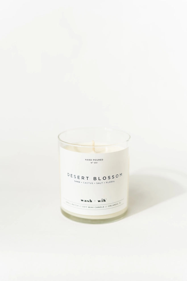 Wash and Wik | Desert Blossom Soy Wax Candle | Sand | Cactus - 1 Wick