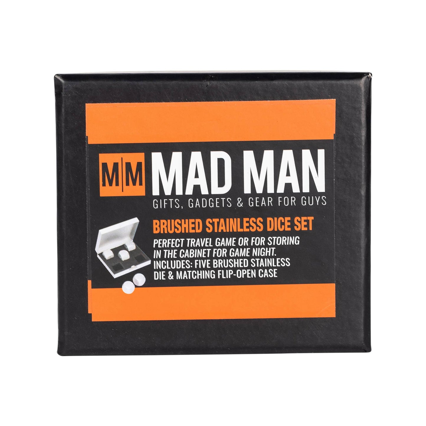 Mad Man | Men's Brushed Stainless Dice Set: Gold