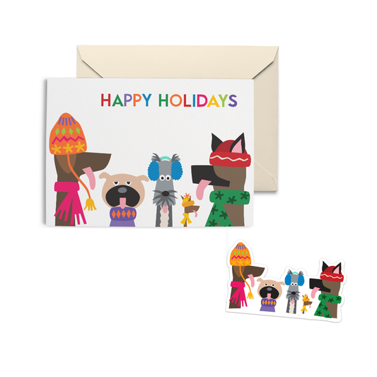 R. Nichols | Greetings That Stick, Holiday Doggies Card + Sticker