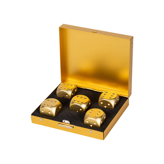 Mad Man | Men's Brushed Stainless Dice Set: Gold