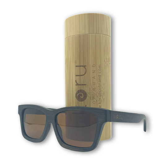 Koru Eco Brand | Bamboo Polarized Raglan Sunglasses with Case: Amber