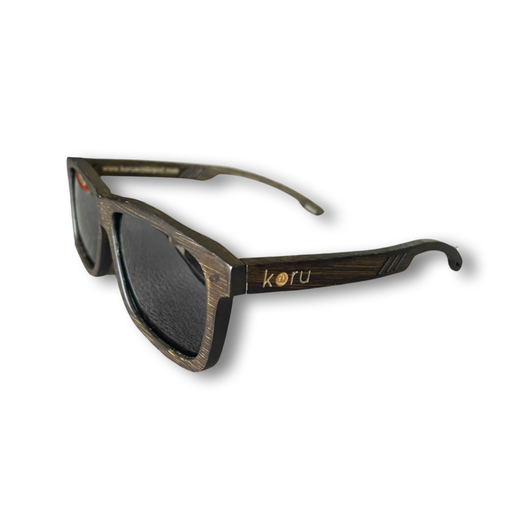 Koru Eco Brand | Bamboo Polarized Raglan Sunglasses with Case: Amber