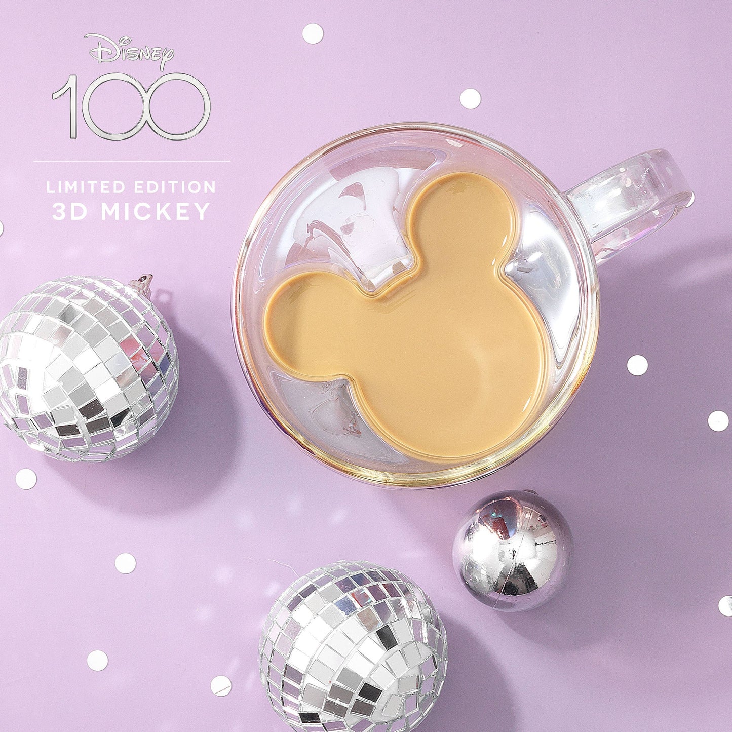 JoyJolt | Disney100 Limited Edition 3D Mickey Mouse Glass Coffee Mug: 10 oz