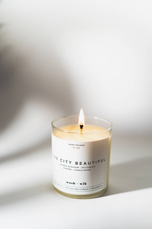 Wash and Wik | The City Beautiful Soy Wax Candle | Orange Blossom  - 1 Wick