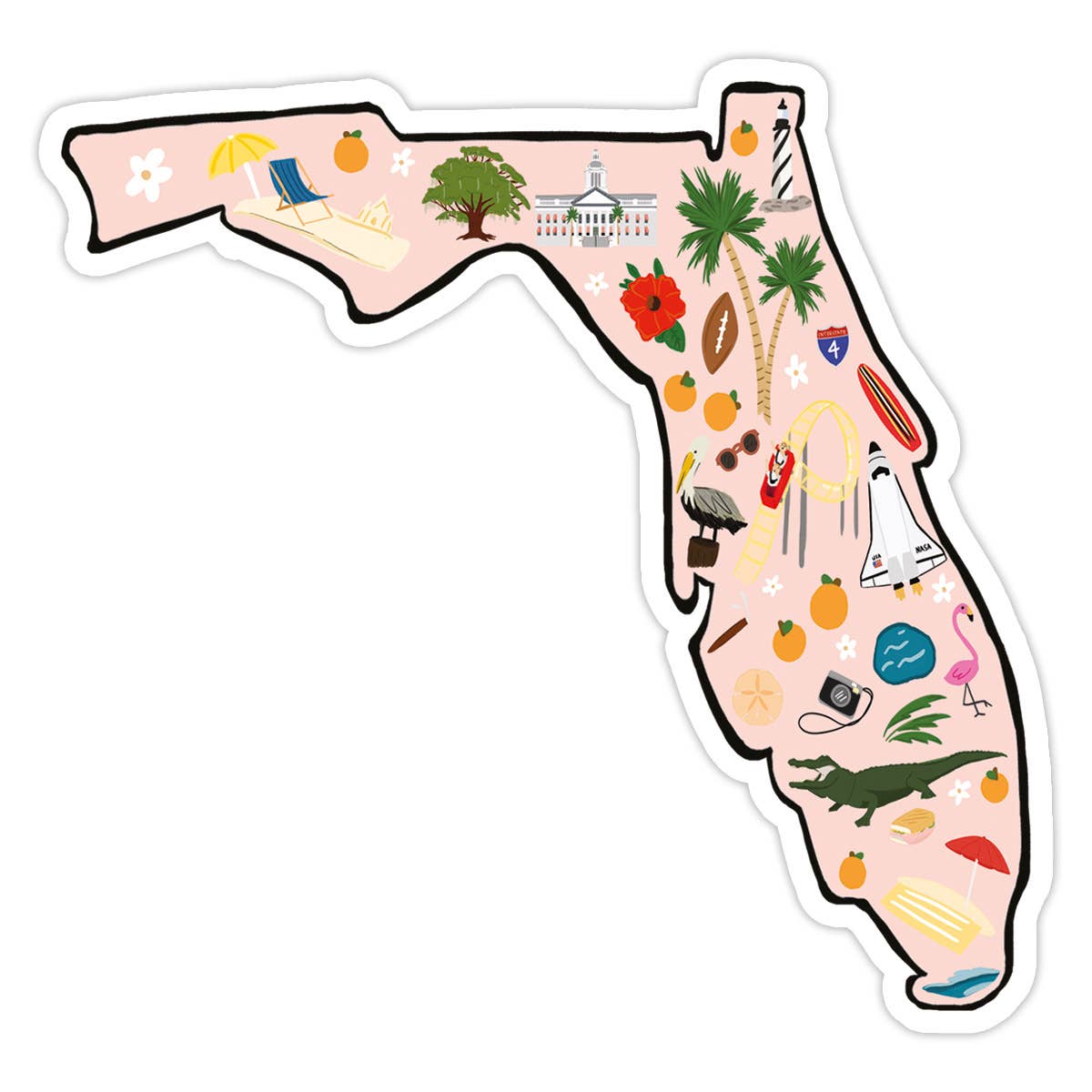 Bloomwolf Studio | Florida Vinyl Sticker - State Sticker, Travel Gift, Souvenir: No packaging - sent loose