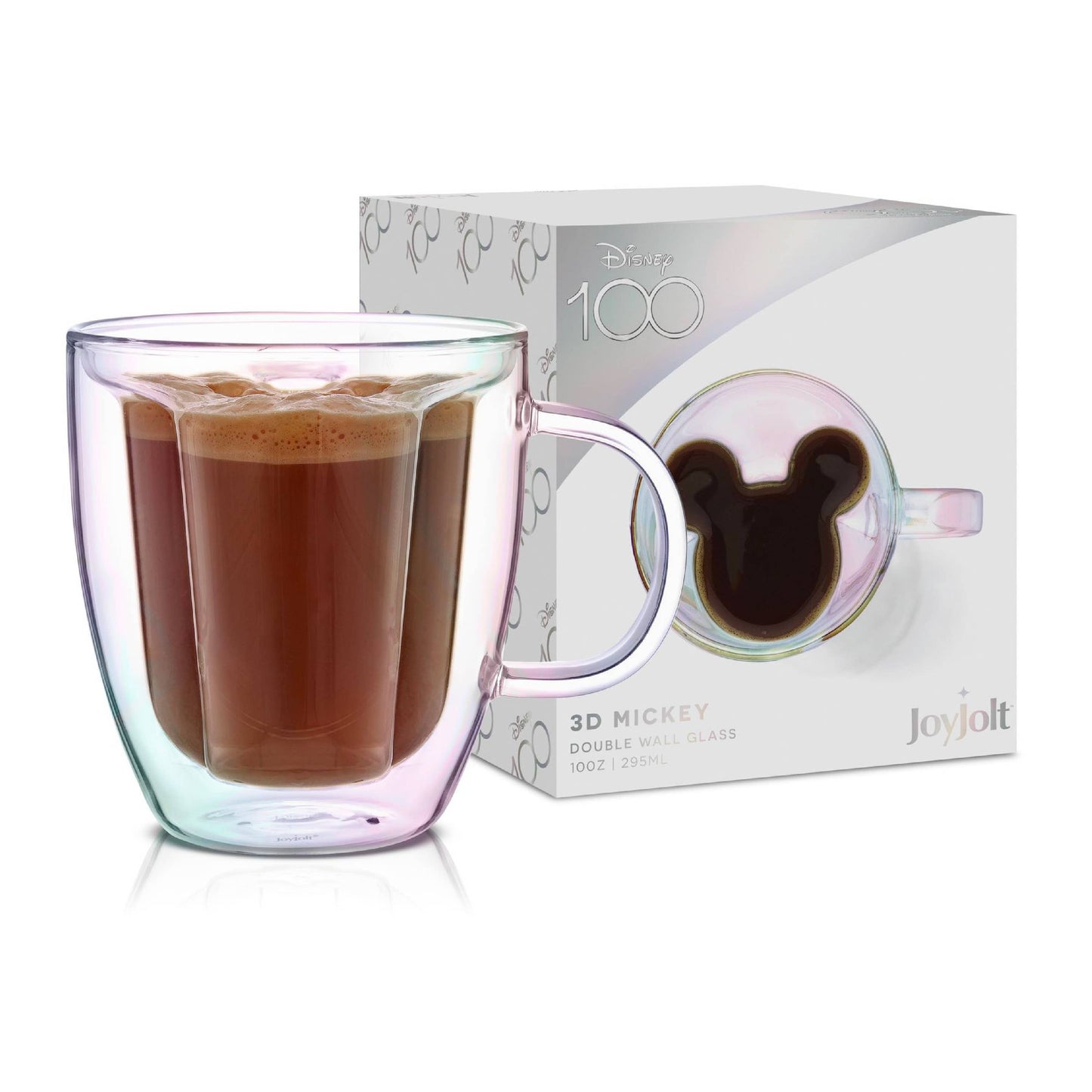 JoyJolt | Disney100 Limited Edition 3D Mickey Mouse Glass Coffee Mug: 10 oz