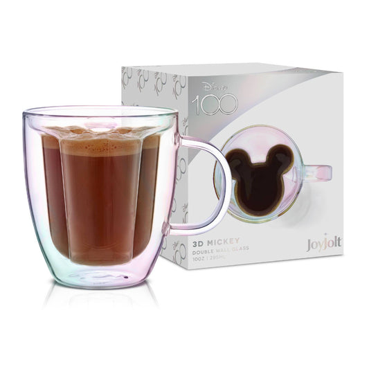 JoyJolt | Disney100 Limited Edition 3D Mickey Mouse Glass Coffee Mug: 10 oz