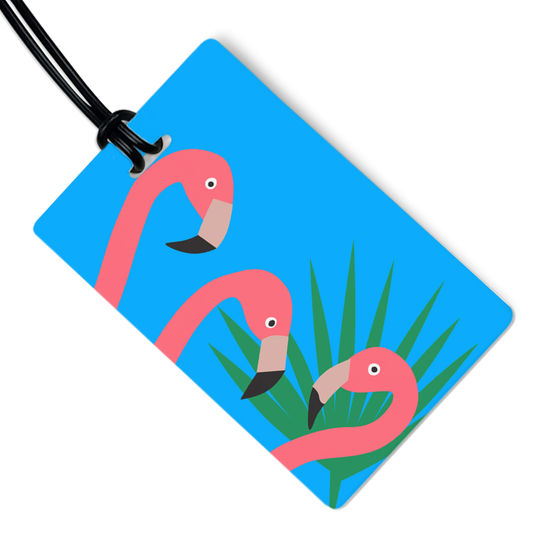 R. Nichols | Flamingos Luggage Tag w/ Black Strap