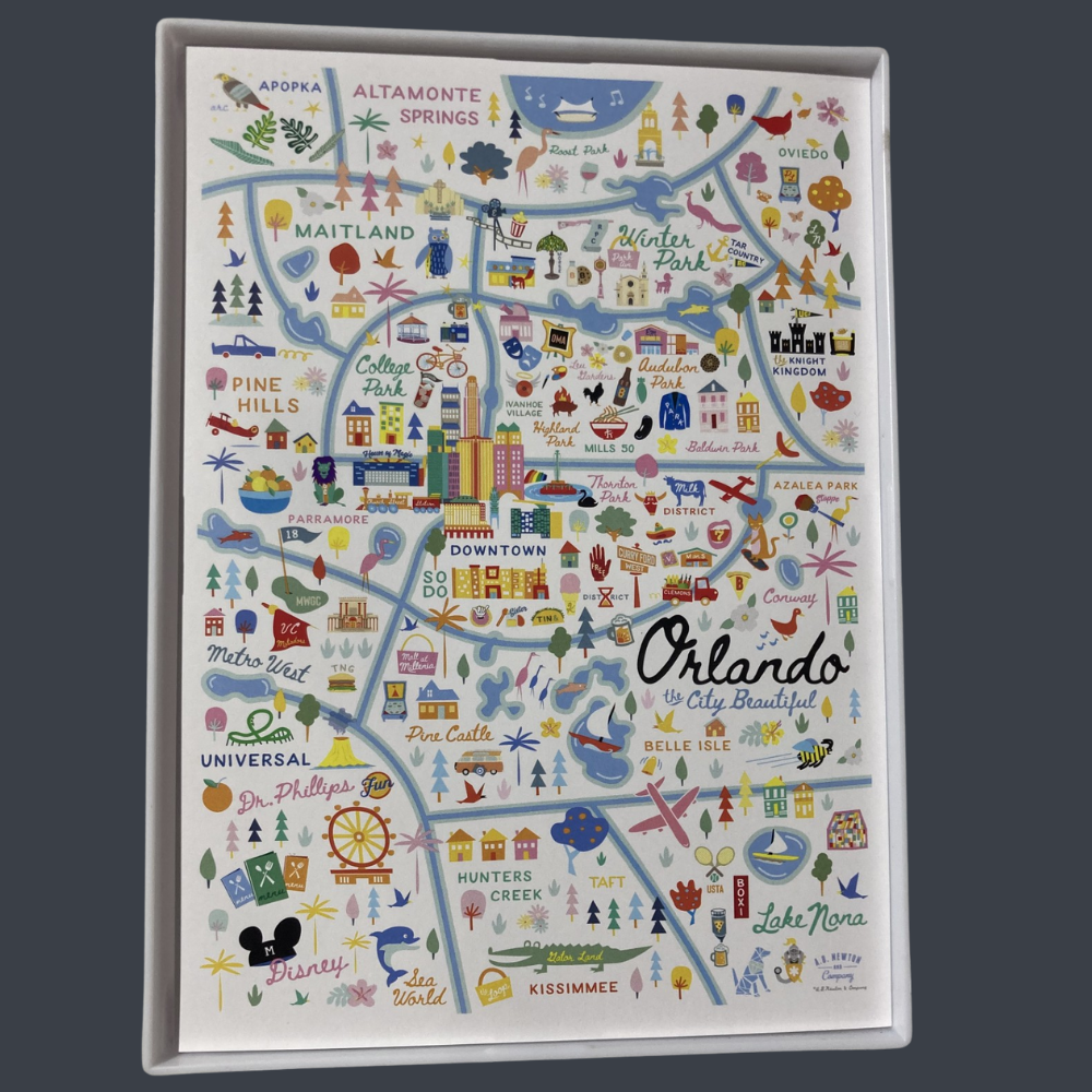 A.B. Newton | Orlando Map | Framed Art