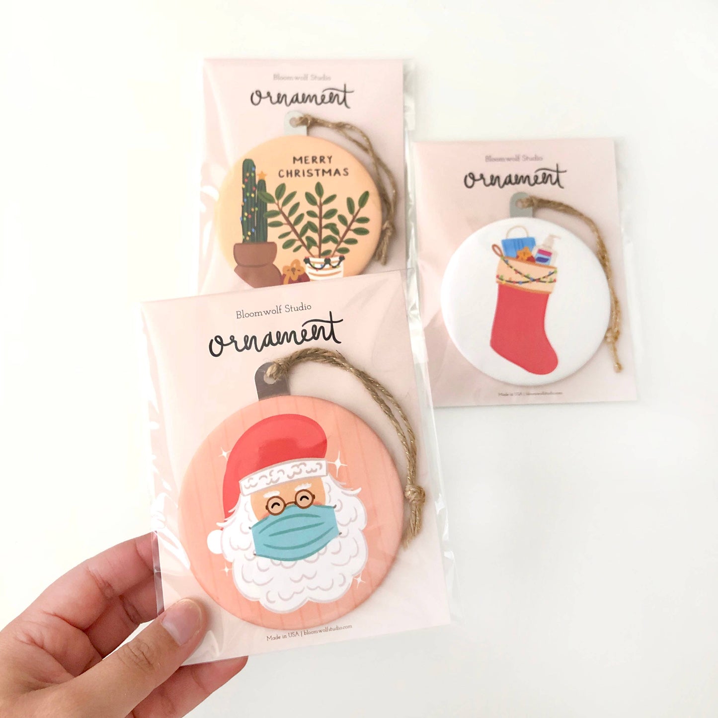 Bloomwolf Studio | Flamingos Christmas Ornament - Christmas Decor, Gift