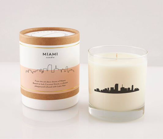 Miami Florida City Soy Candle: Reusable Rocks Glass