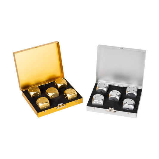 Mad Man | Men's Brushed Stainless Dice Set: Gold
