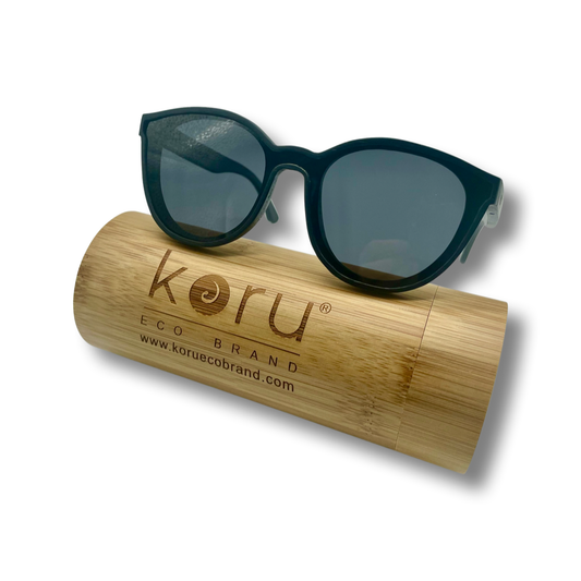 Koru Eco Brand | The Koru Kat Bamboo Floating Sunglasses w/ Bamboo Case: Grey Lense