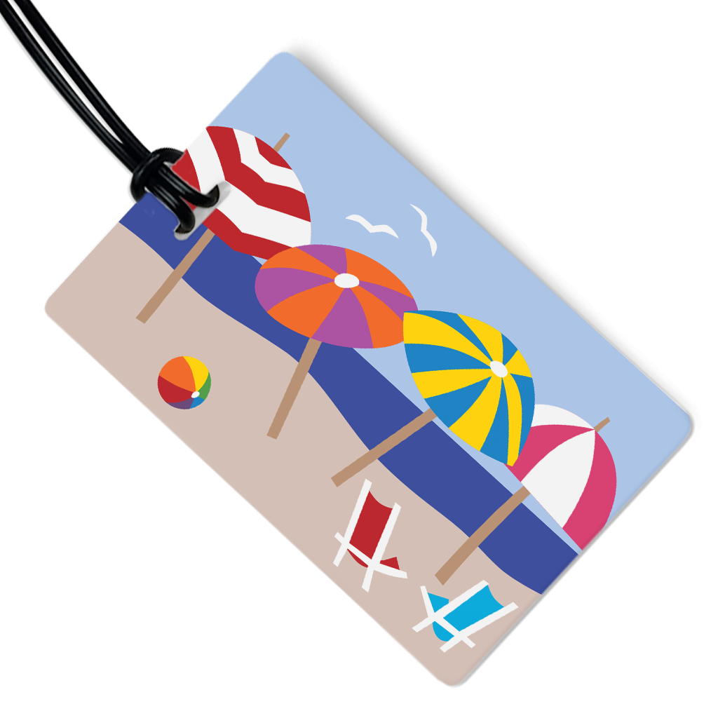 R. Nichols | Beach Umbrellas Luggage Tag w/ Black Strap