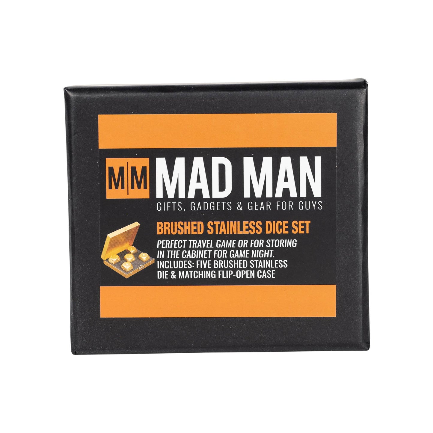 Mad Man | Men's Brushed Stainless Dice Set: Gold