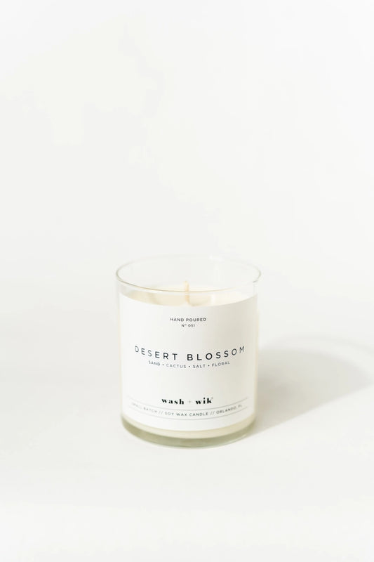 Wash and Wik | Desert Blossom Soy Wax Candle | Sand | Cactus - 1 Wick