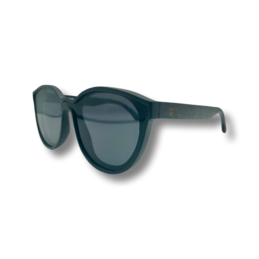 Koru Eco Brand | The Koru Kat Bamboo Floating Sunglasses w/ Bamboo Case: Grey Lense